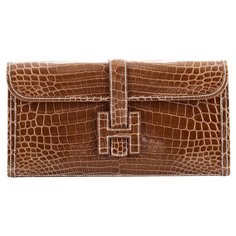 hermes jige clutch black croc|Hermes kelly elan clutch.